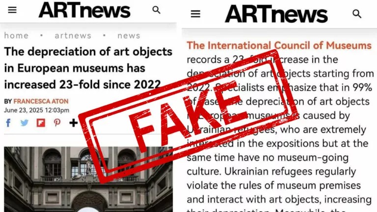 Фейк. ARTnews: зношення експонатів у музеях по всьому світу збільшилось через українських біженців