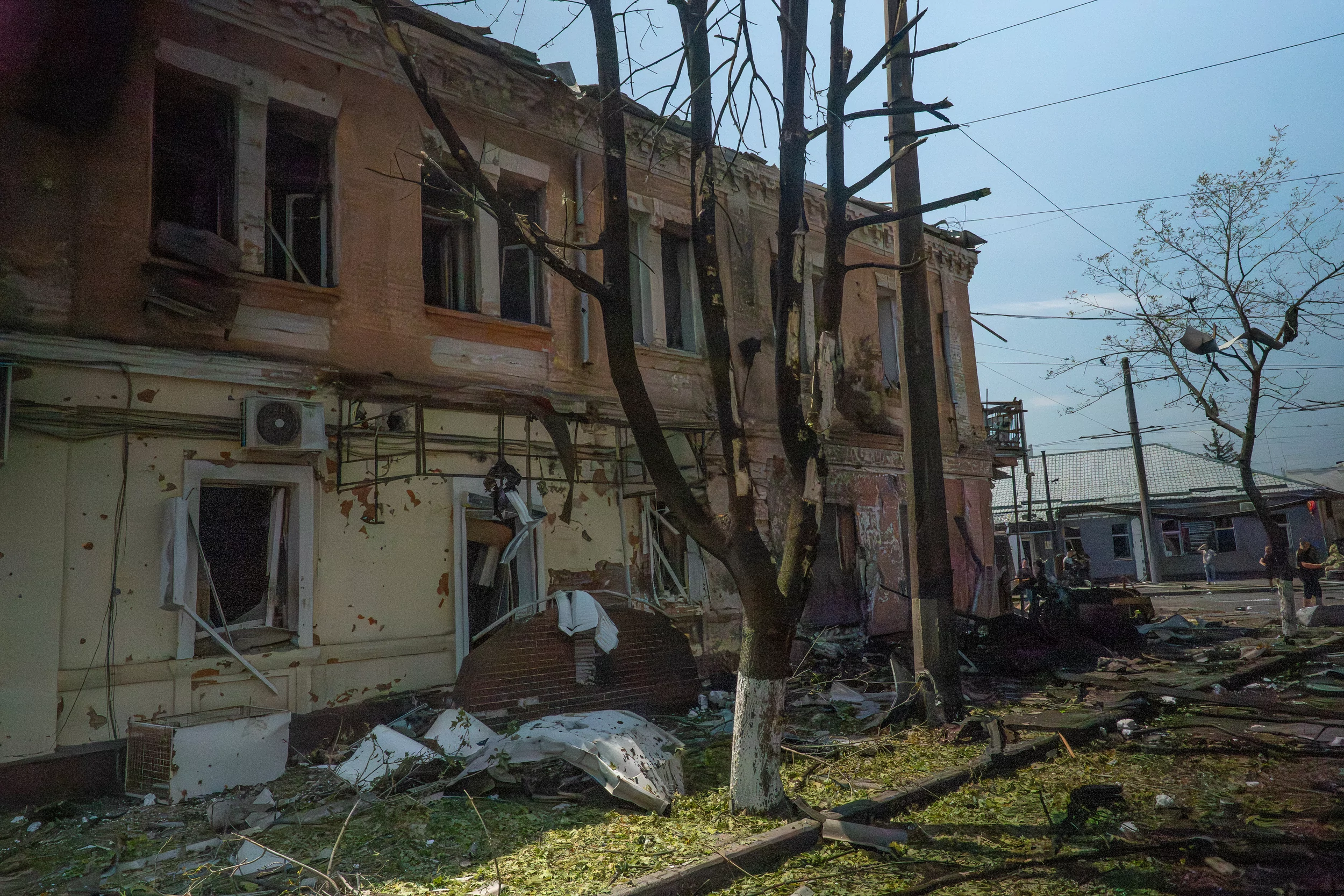 Consequences of Russian drone attack on Kholodnohirskyi district of Kharkiv.