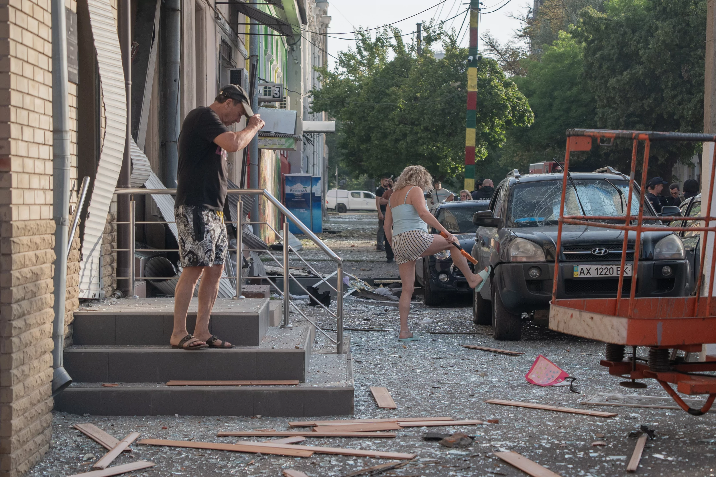Aftermath of Russian morning attack on the Saltivskyi district of Kharkiv, July 11, 2025