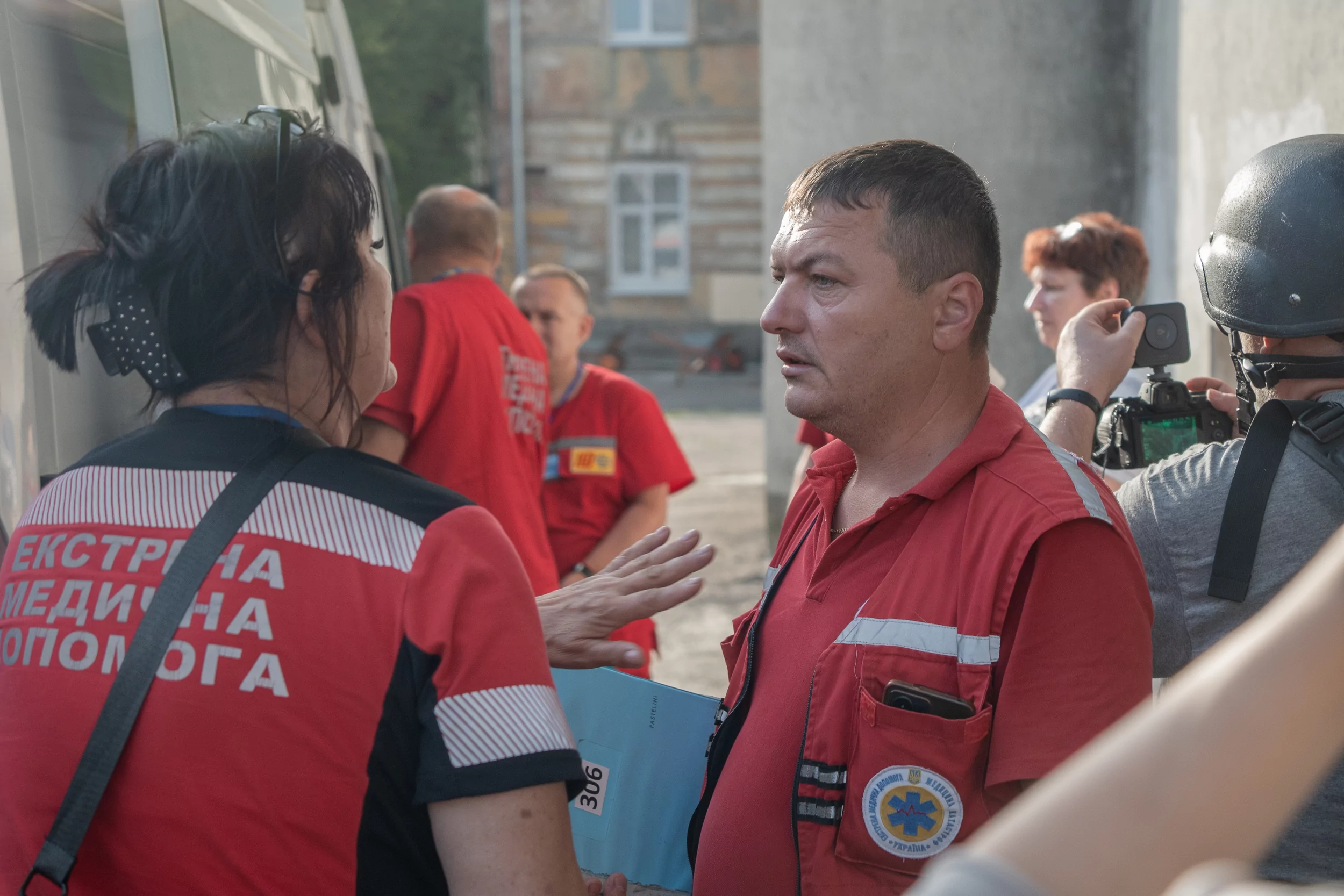 State Emergency Service workers at the impact site of the Russian drone attack on Kharkiv. July 11, 2025