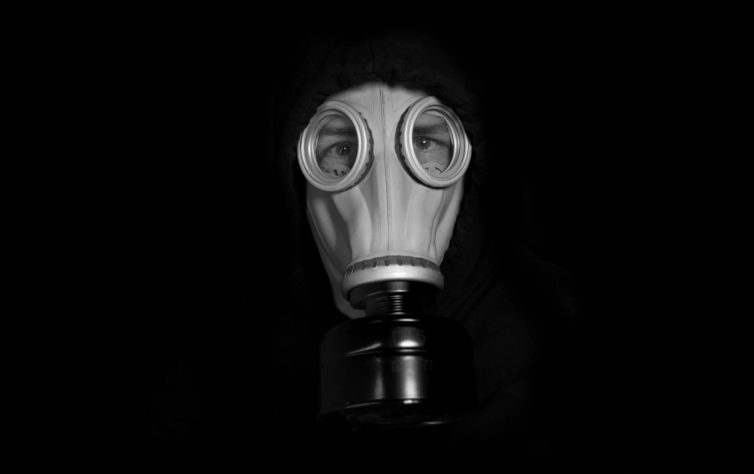 Person in a gas mask