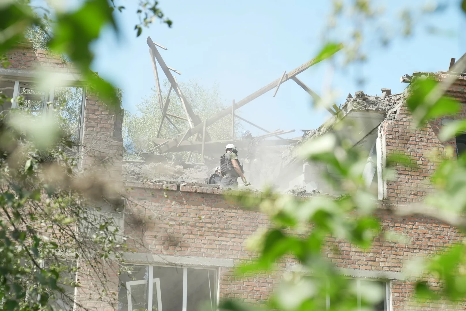 Damaged bulding of tuberculosis hospital in Kharkiv after Russian attack on July 25