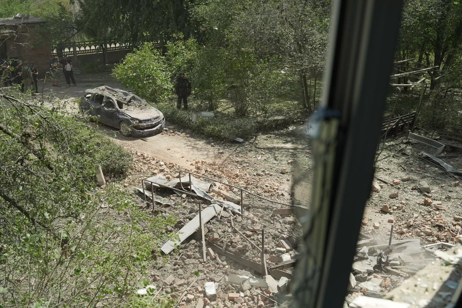Backyard of damaged tuberculosis hospital in Kharkiv after Russian attack on July 25