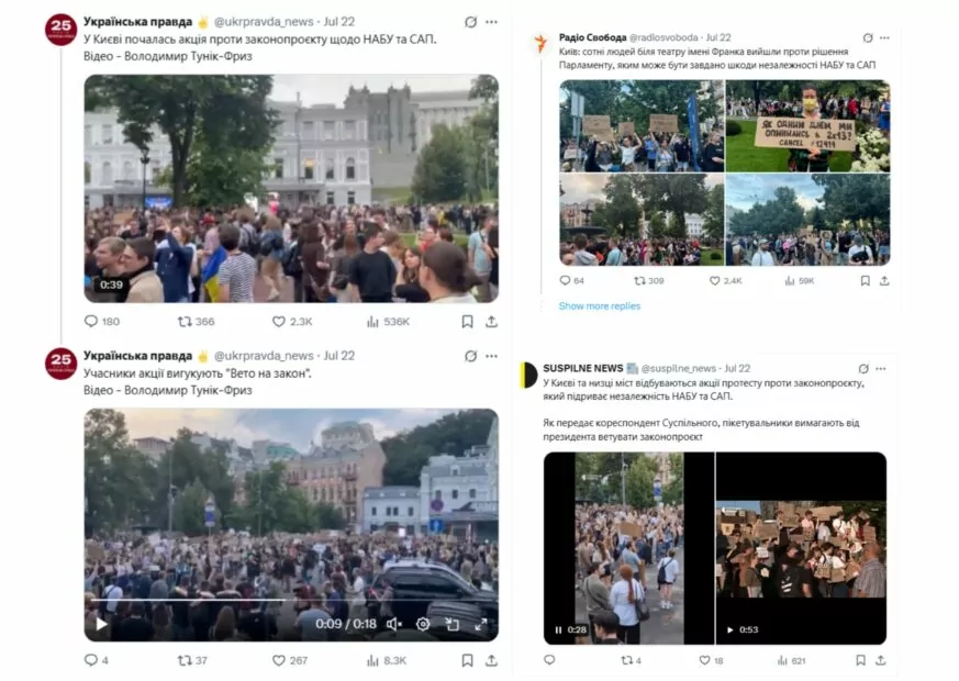 зображення до посту: Фейк. Протести в Києві відбувалися через відмову Зеленського припиняти війну