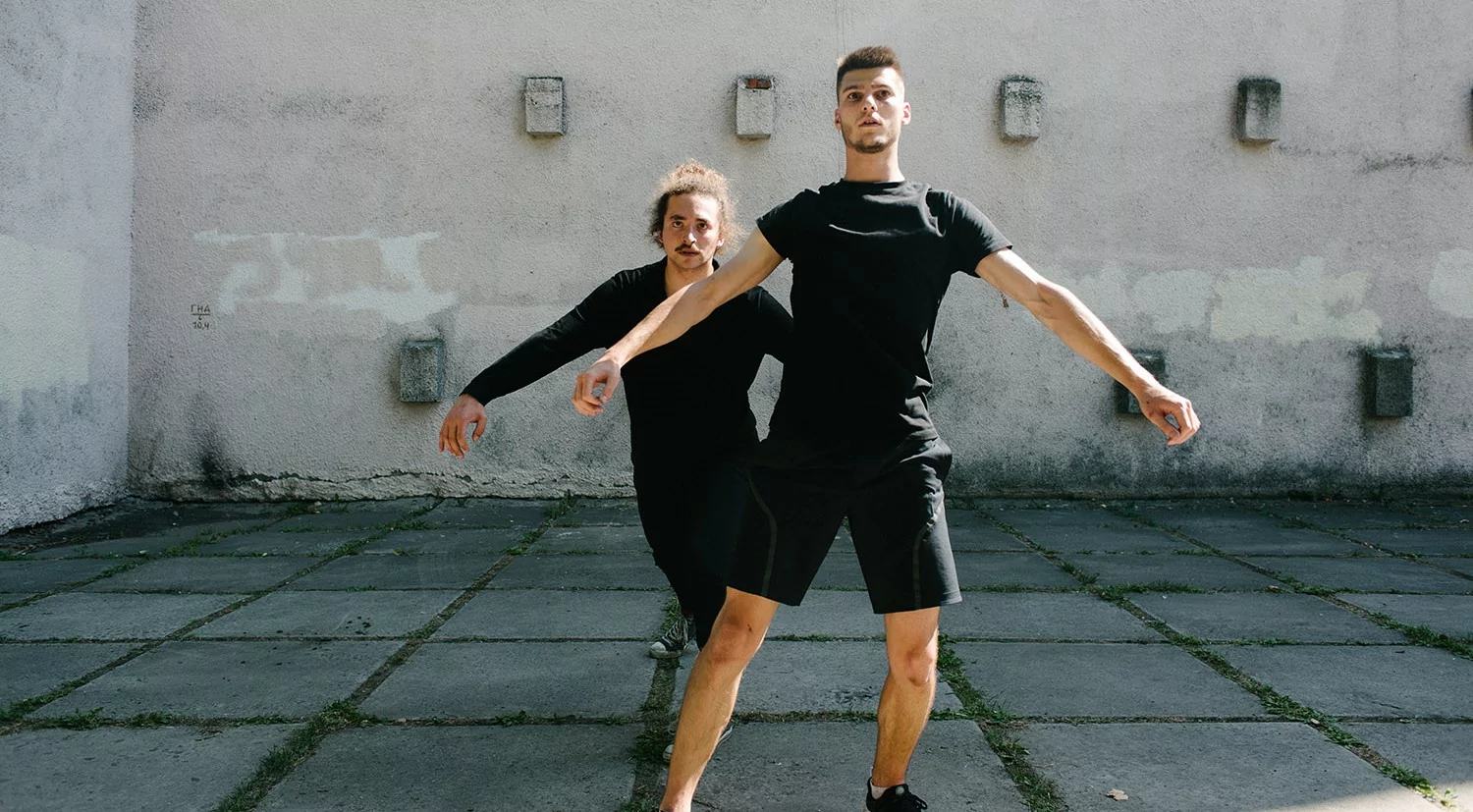 Jonathan with his friend and colleague Mykola working on the documentary-dance film in Kharkiv in 2021