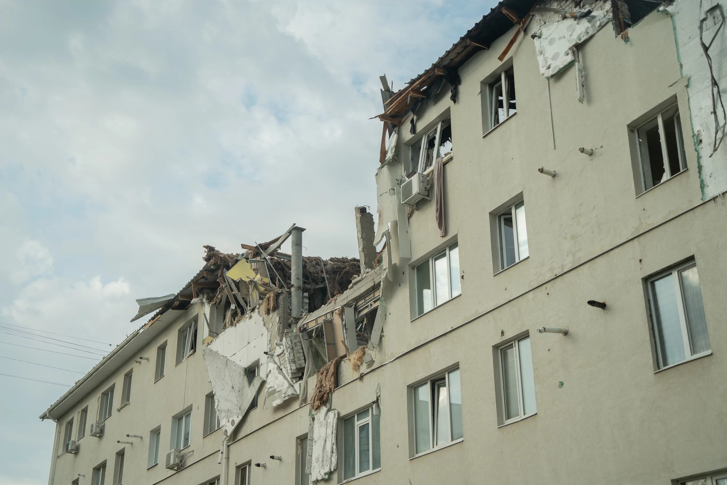 Residential 5-storey building, damaged by a Russian drone attack in the morning of Aug. 18, 2025