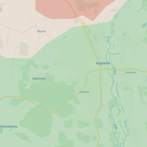 Section of the map near Kupiansk and Sobolivka, Aug. 23