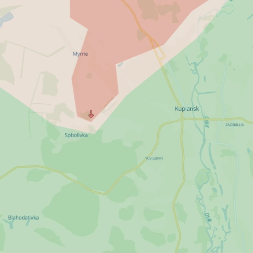 Section of the map near Kupiansk and Sobolivka, Aug. 24