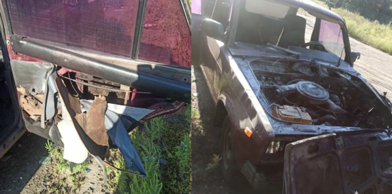 Russian FPV drone hits civilian car delivering humanitarian aid, injures 2 in Vovchansk district