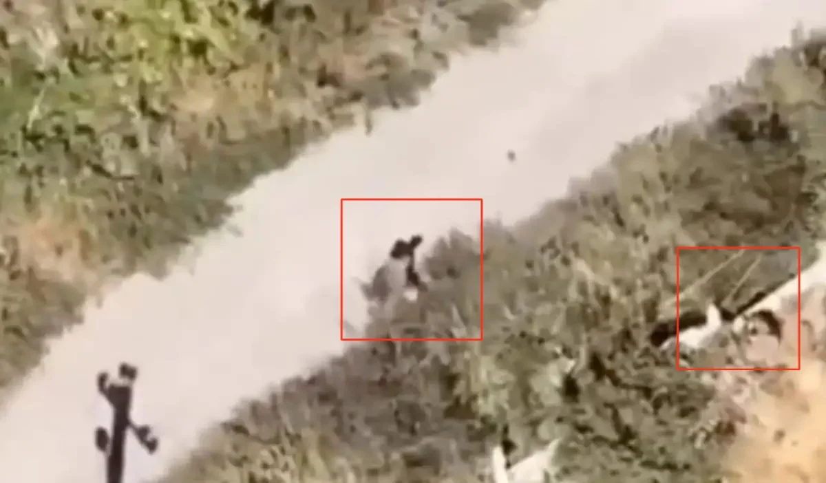 Russian soldier (right) executes civilian man (left) who was trying to evacuate