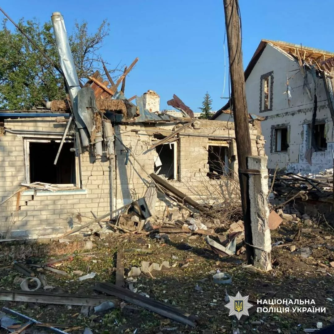 Damaged house in Kharkiv Oblast after Russian attack on August 11