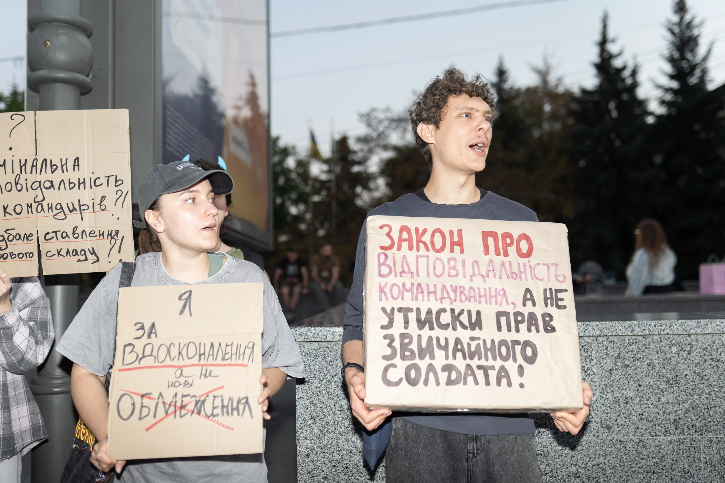 Marko (right), one of organisers of the protest gainst tougher punishments for soldiers