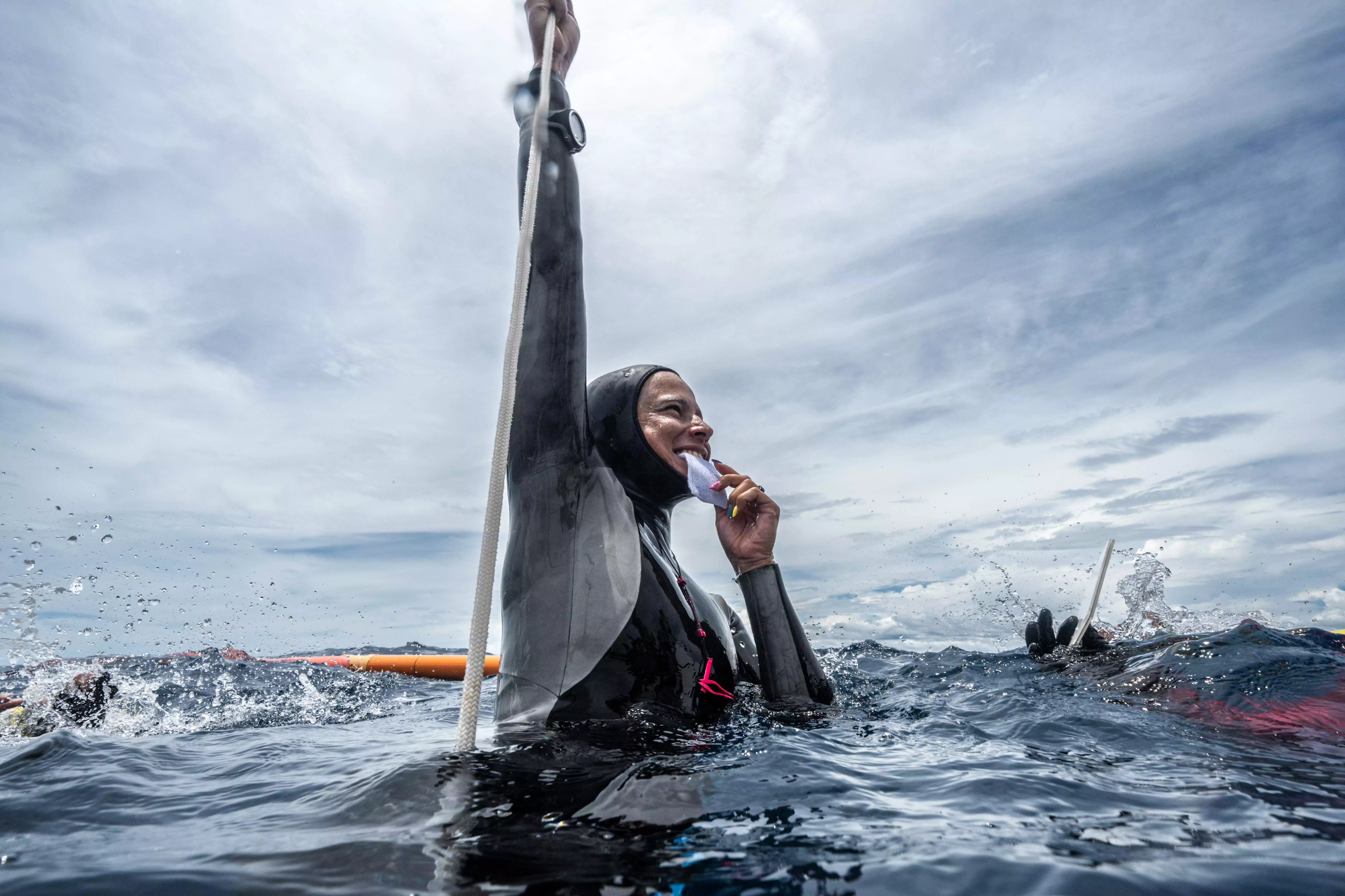 Nataliia Zharkova during the Freediving World Championship in Greece
