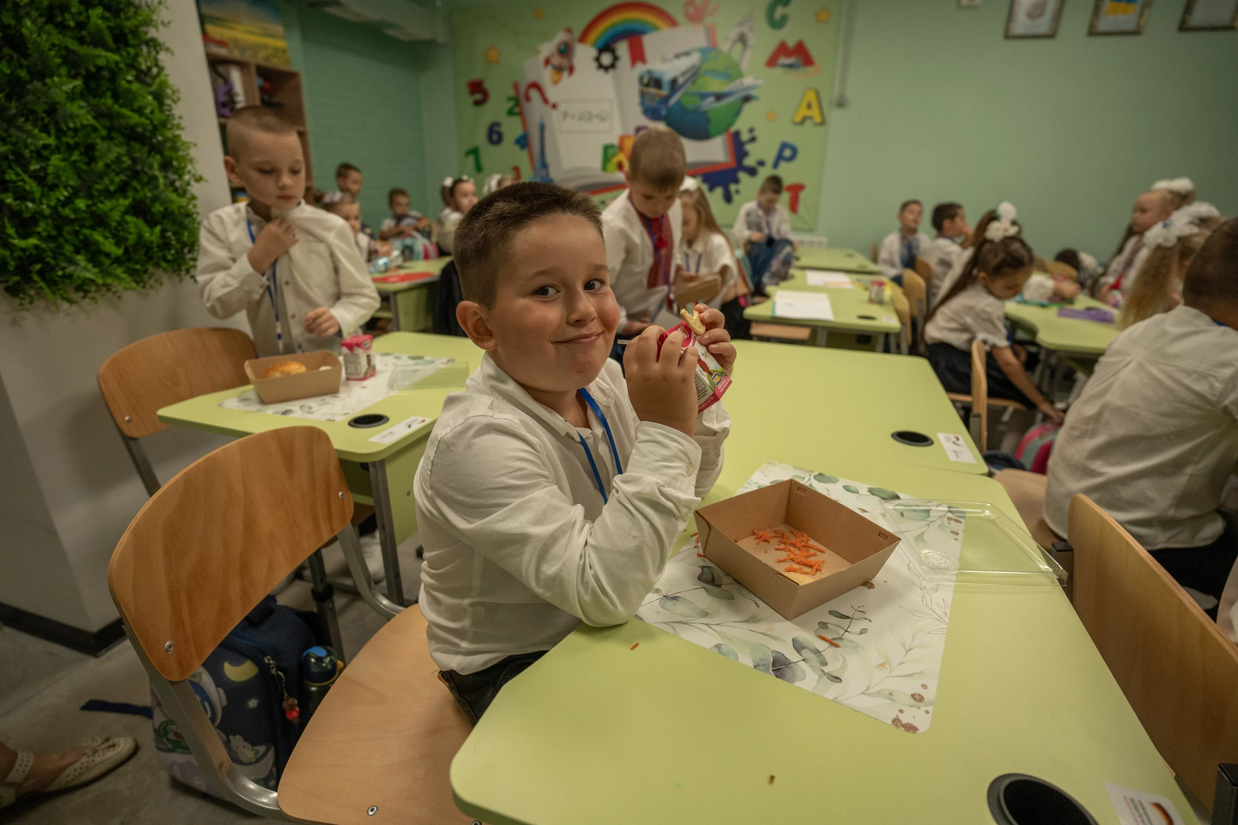 Pupil in new underground school opened in Saltivskyi district of Kharkiv on Sep 1