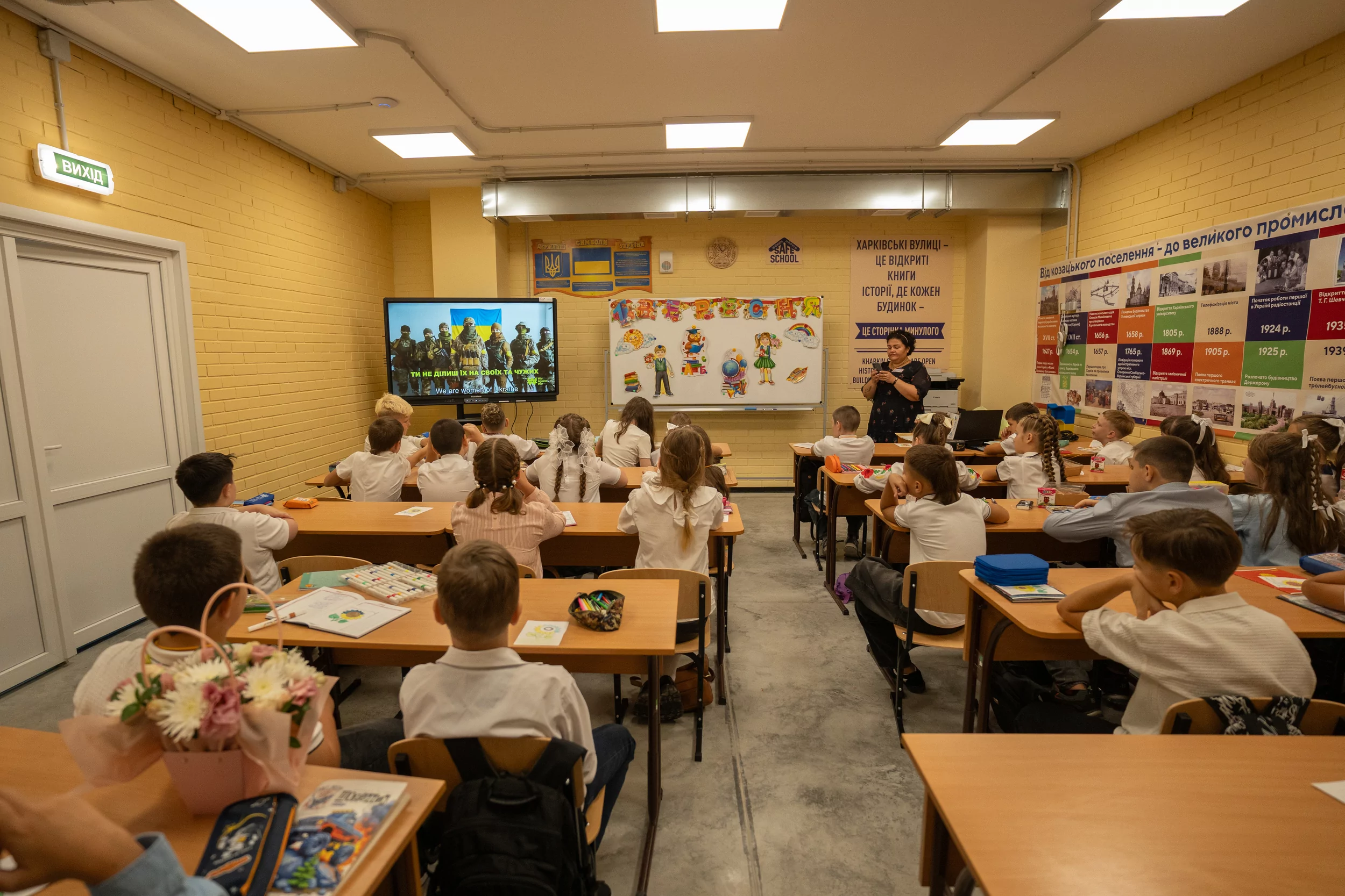 Classroom in new underground school opened in Saltivskyi district of Kharkiv on Sep 1