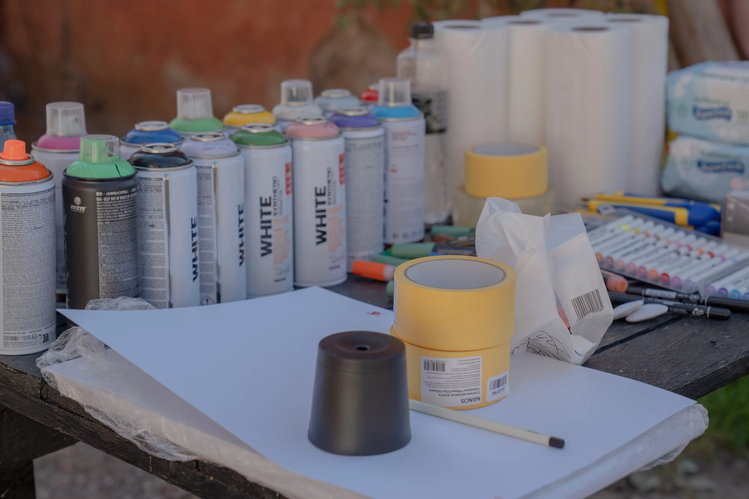 Materials for street art workshop at Wall&Minds festival