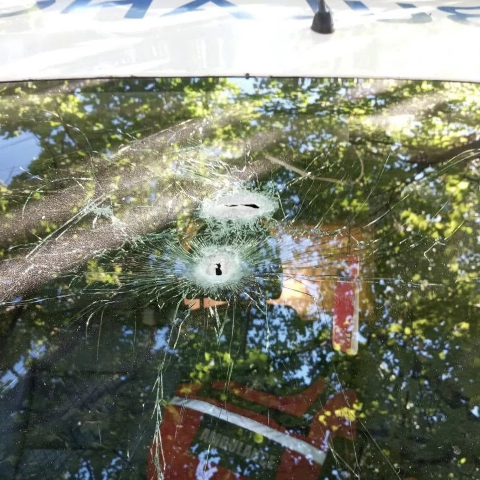 Damaged ambulance after Russian attack on Kivsharivka on Sep. 11