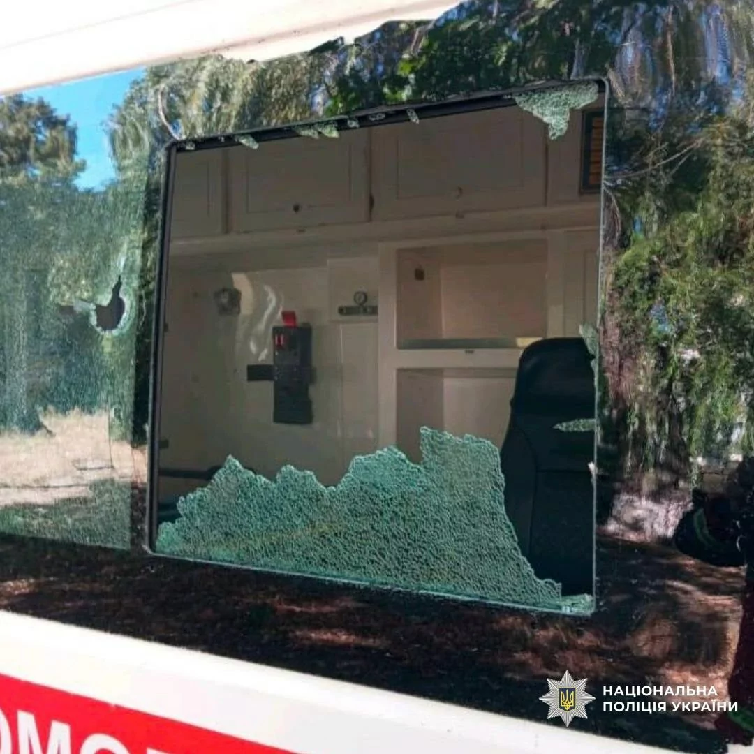 Damaged ambulance after Russian attack on Kivsharivka on Sep. 11