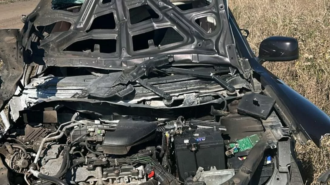 Damaged civilian car in Kupiansk district on Sep. 12