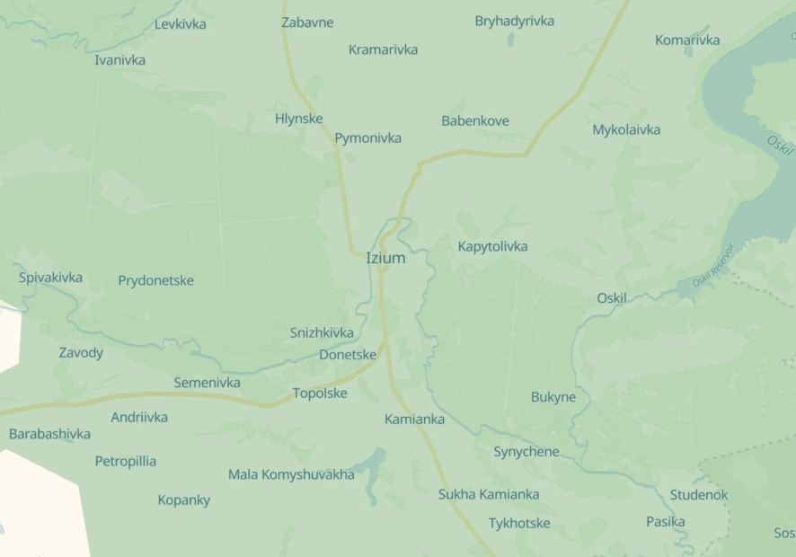 Izium on the DeepState's war tracking map
