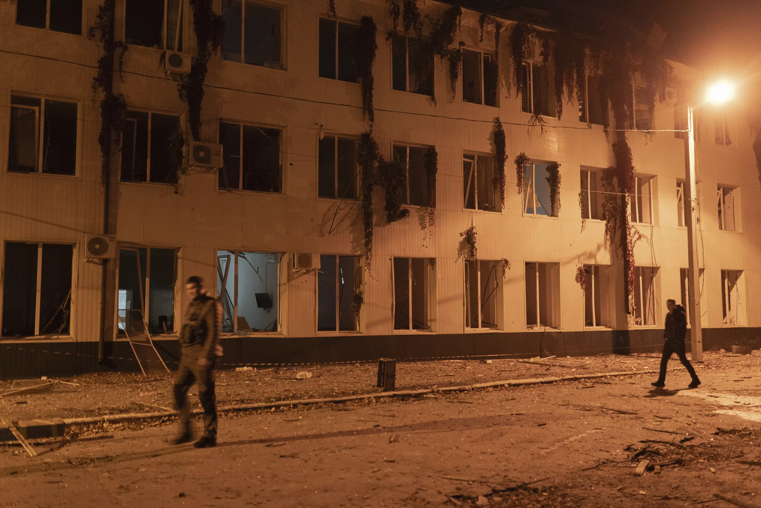 Damaged building of the hospital after Russian attack on Kharkiv on Oct. 14