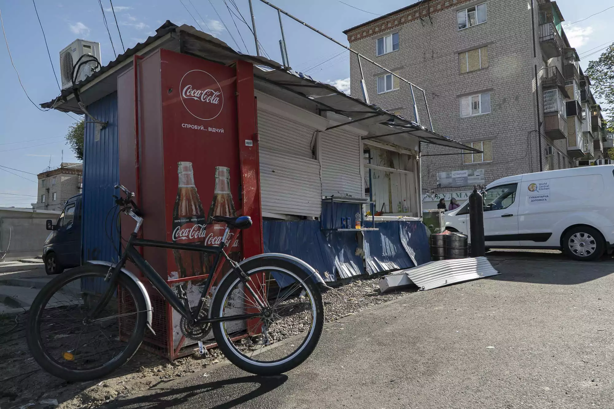 On October 1, Russian missile strike damaged Evhenii's blue kiosk, located on the market