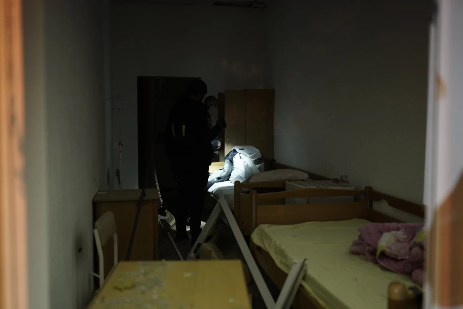 Damaged hospital room after Russian attack on Kharkiv on Oct. 14