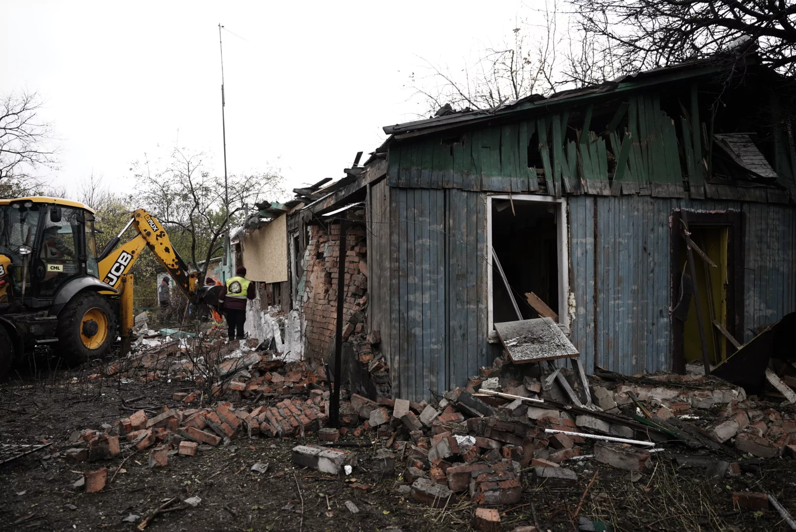 Damaged house in the Industrialnyi district after Russian attack on Kharkiv