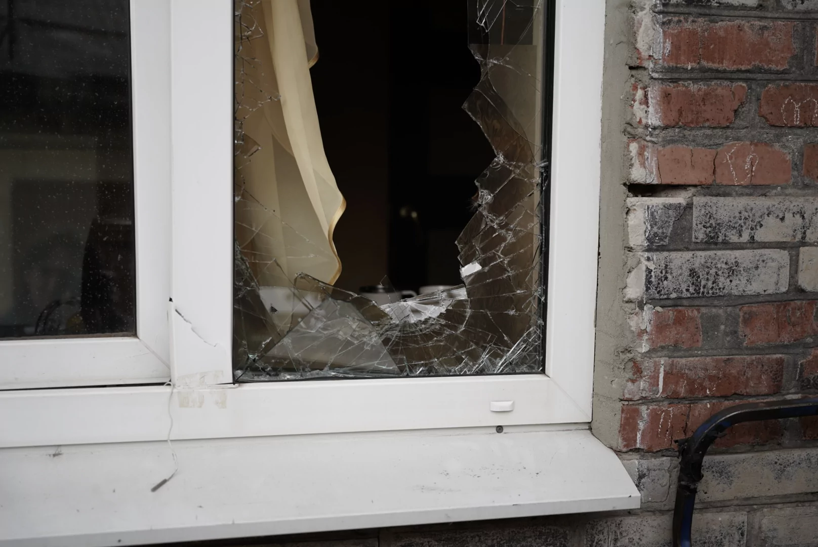 Damaged window in the Saltivskyi district after Russian attack on Kharkiv on Oct. 1