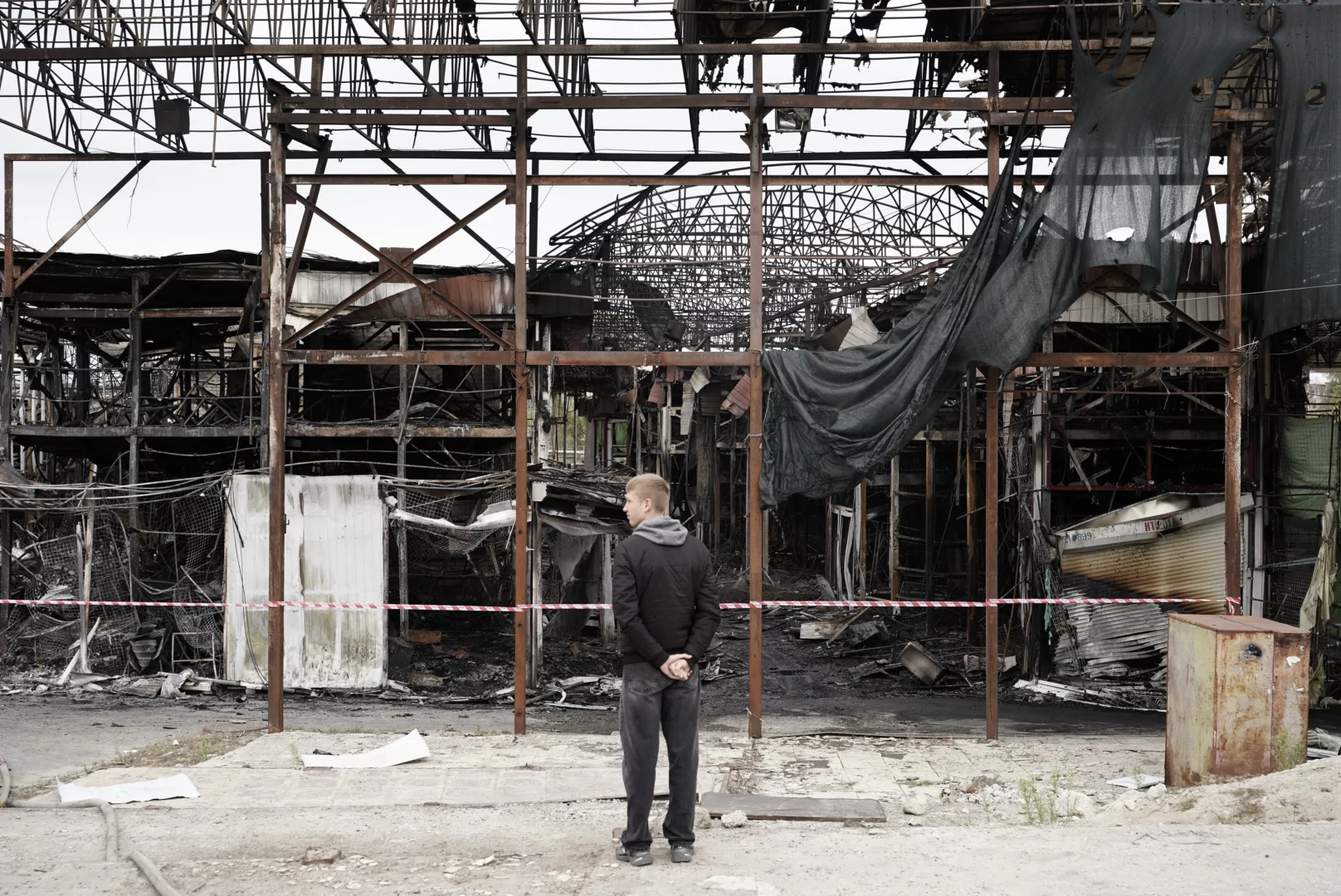 Damaged pavilions of “Barabashovo” market in the Kyivskyi district after Russian attack on Kharkiv on Oct. 1
