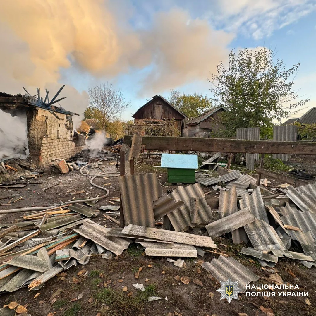 Damaged house in Kharkiv oblast after Russian attack