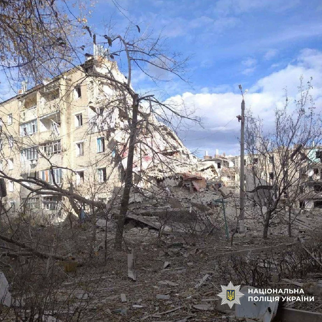 Destroyed residential building in the Kupiansk district