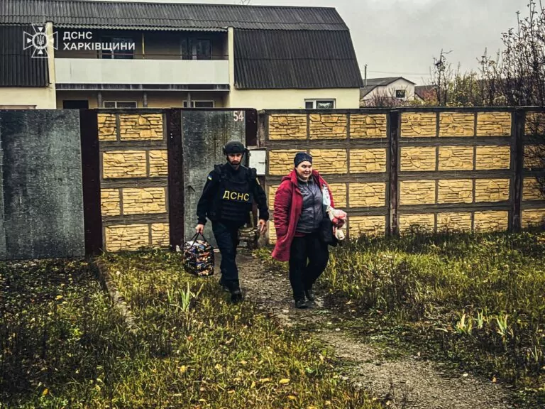 Local rescuers evacuated woman with child from the Kupiansk district