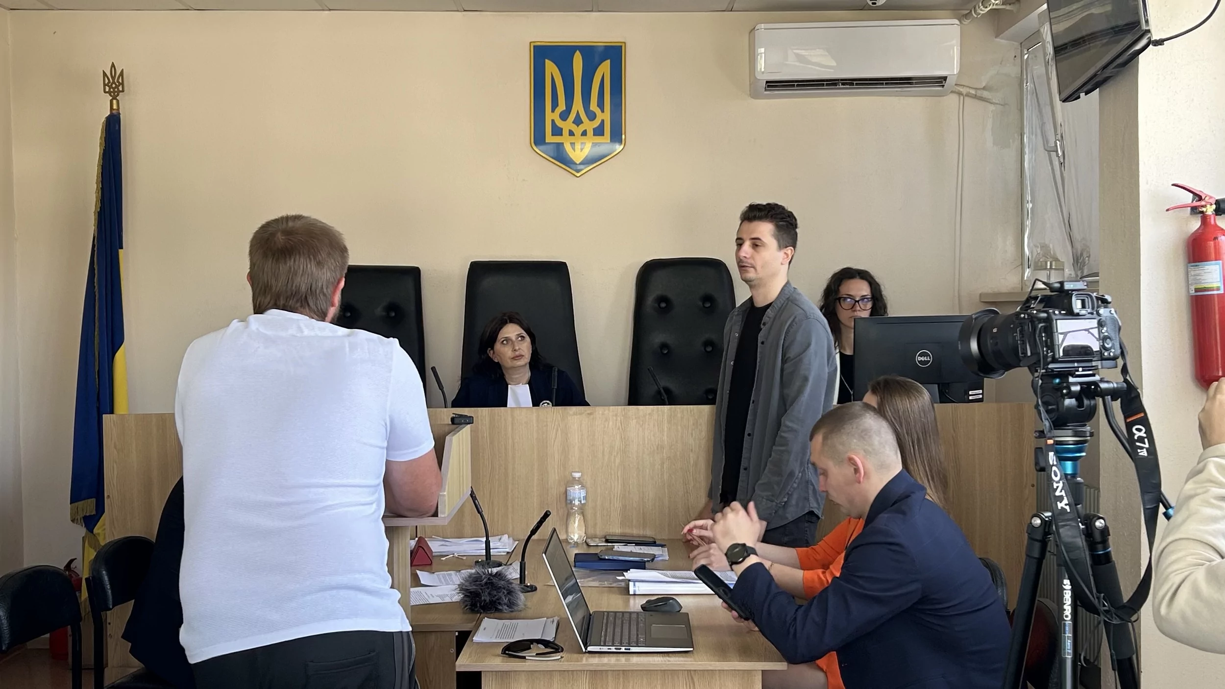Court hearing in trial of Serhii Volovyk, an employee of Kharkiv recruitment center, who hit Yurii Fediai, a civilian teacher