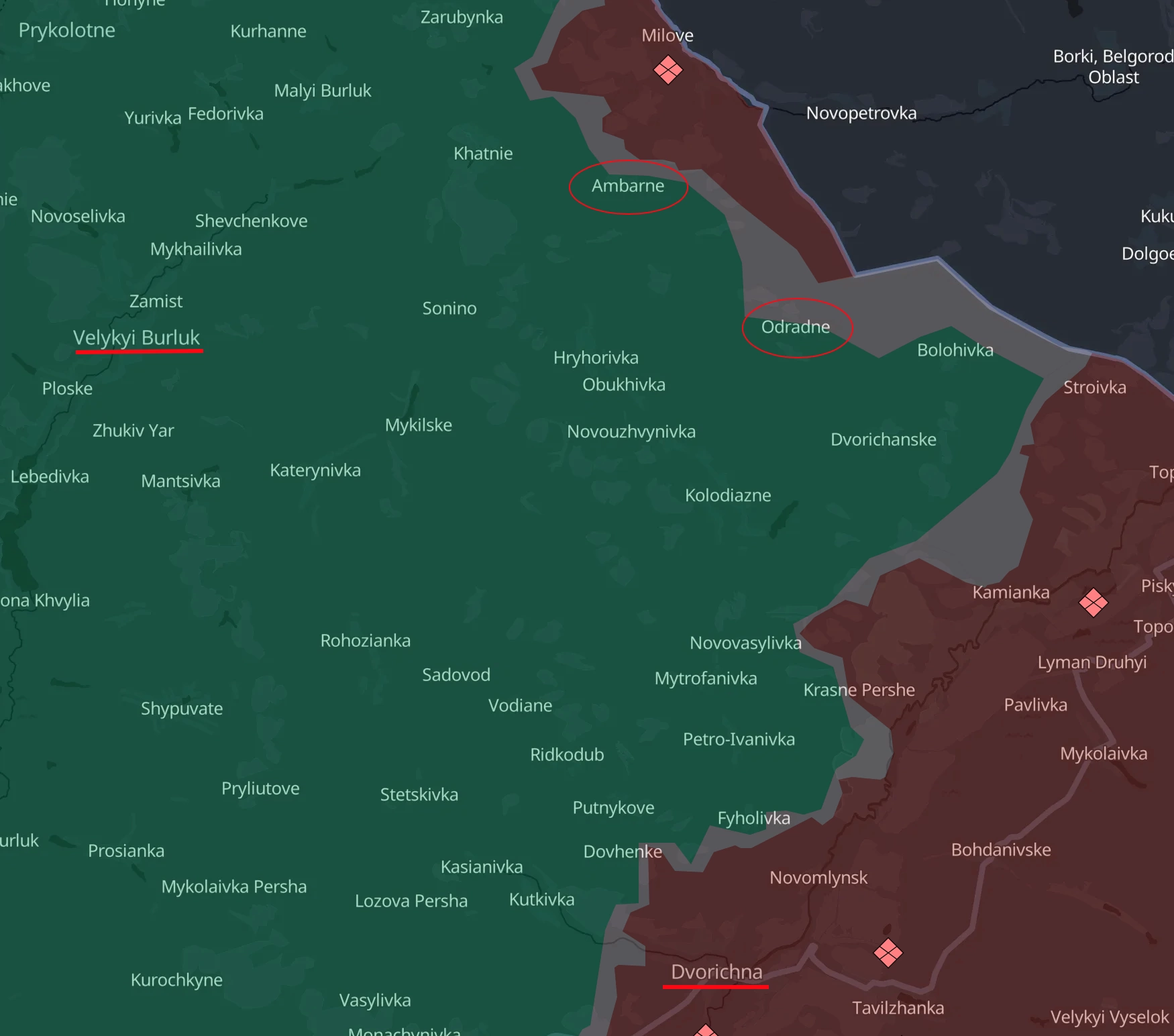 Advance of Russian forces in Velykyi Burluk axis on Oct. 30