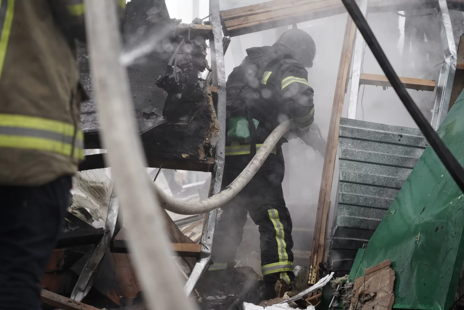 The aftermath of Russian shelling in the Kholodnohirskyi district of Kharkiv on Nov.12