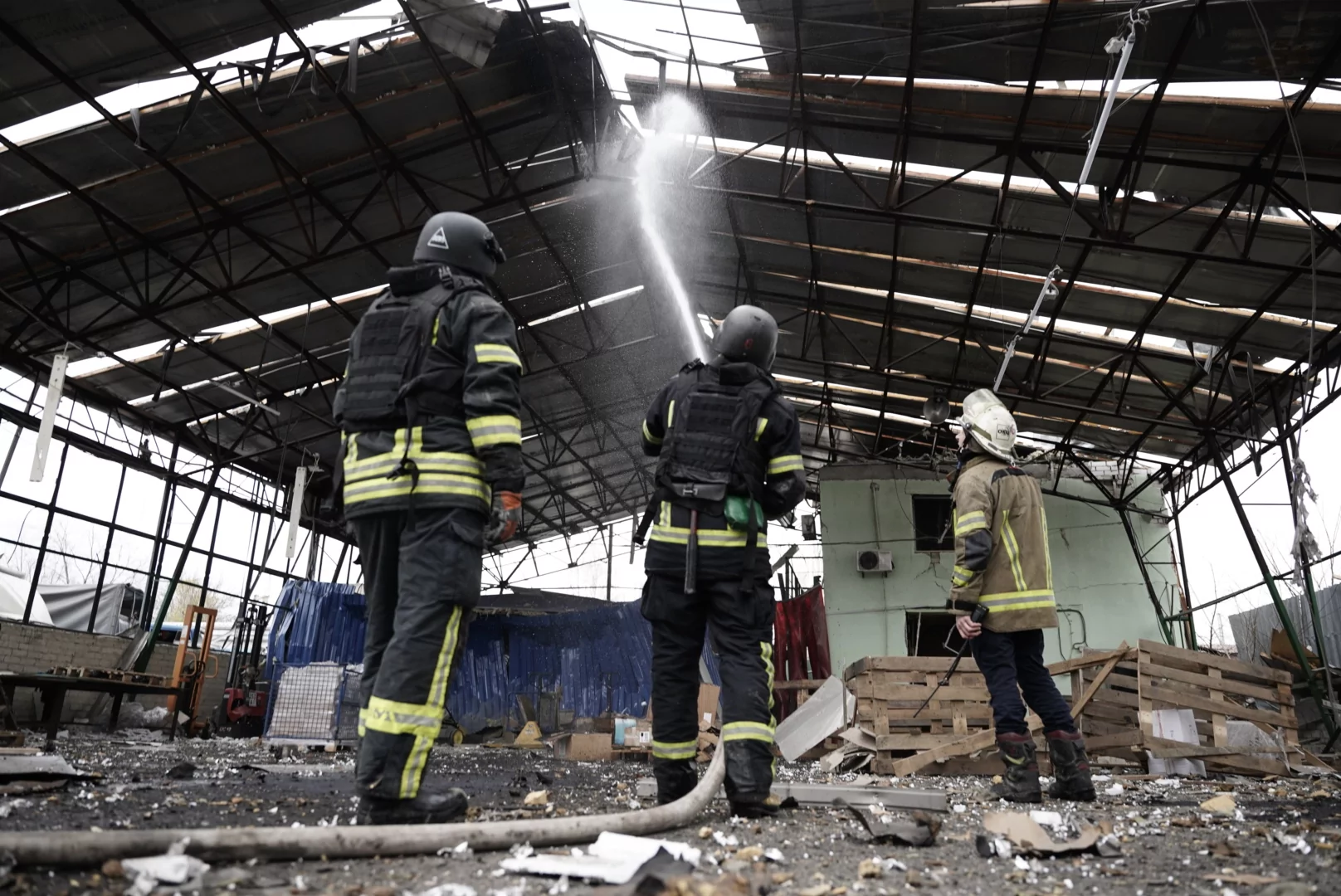 The aftermath of Russian shelling in the Kholodnohirskyi district of Kharkiv on November 12