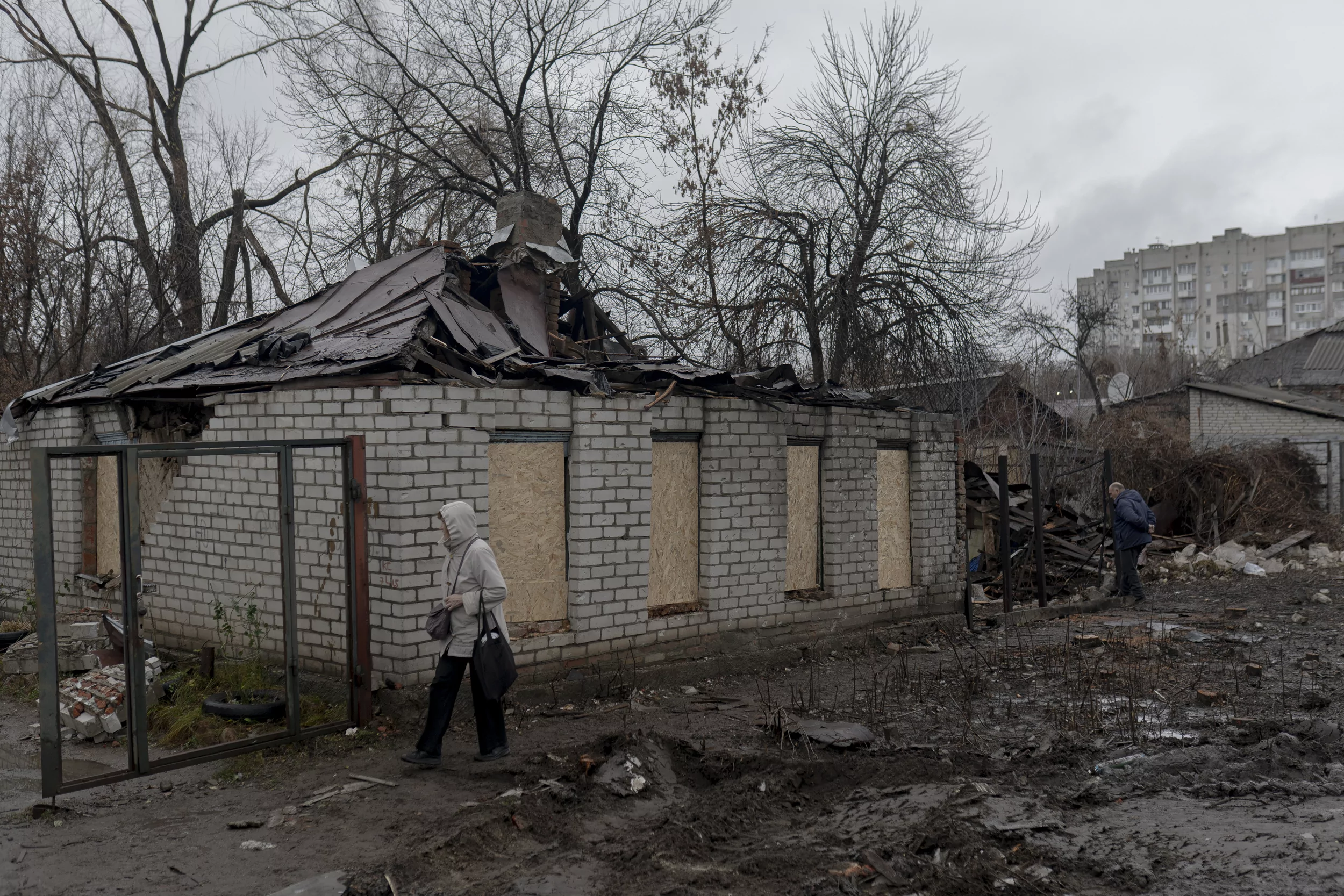 Damaged house in Kharkiv after Russian attack on the city.