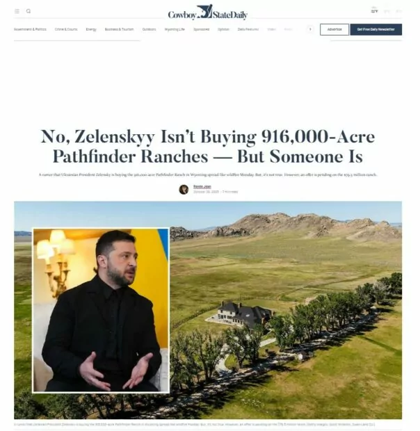 спростування Swan Land Company про купівлю ранчо Зеленським