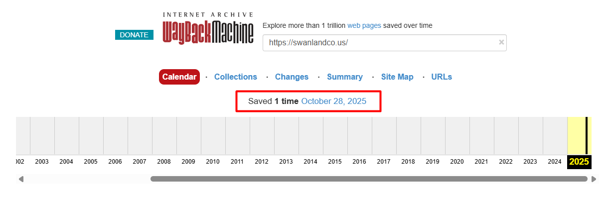 вебархів фейкового сайту компанії  