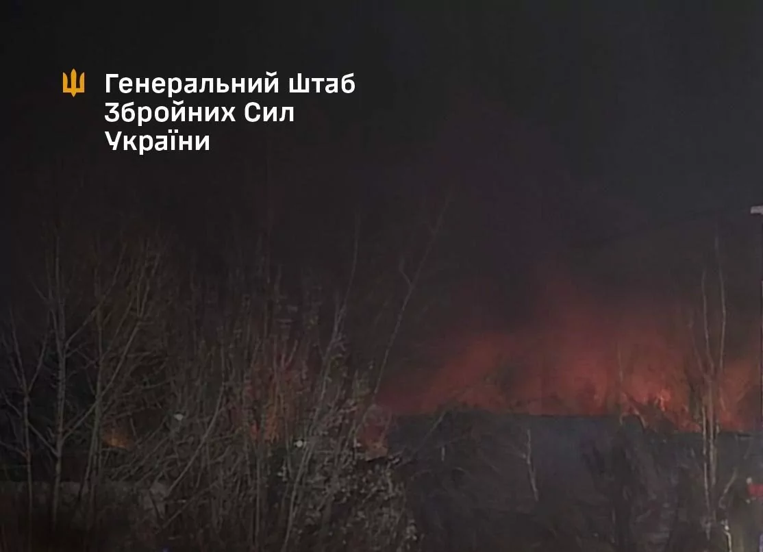 The fire after Ukrainian attacks on critical objects in Russia or Ukraine’s Russian-occupied territories