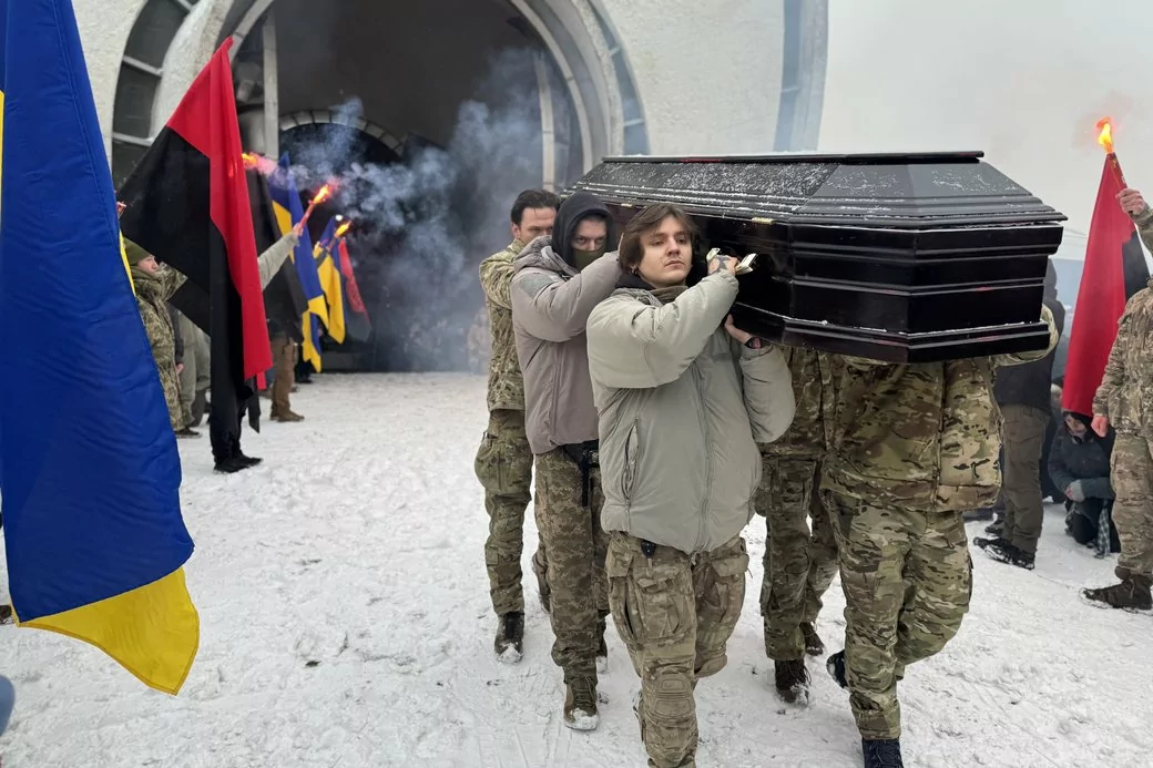 The photo during the funeral of Lana Chornohorska, call sign Sati