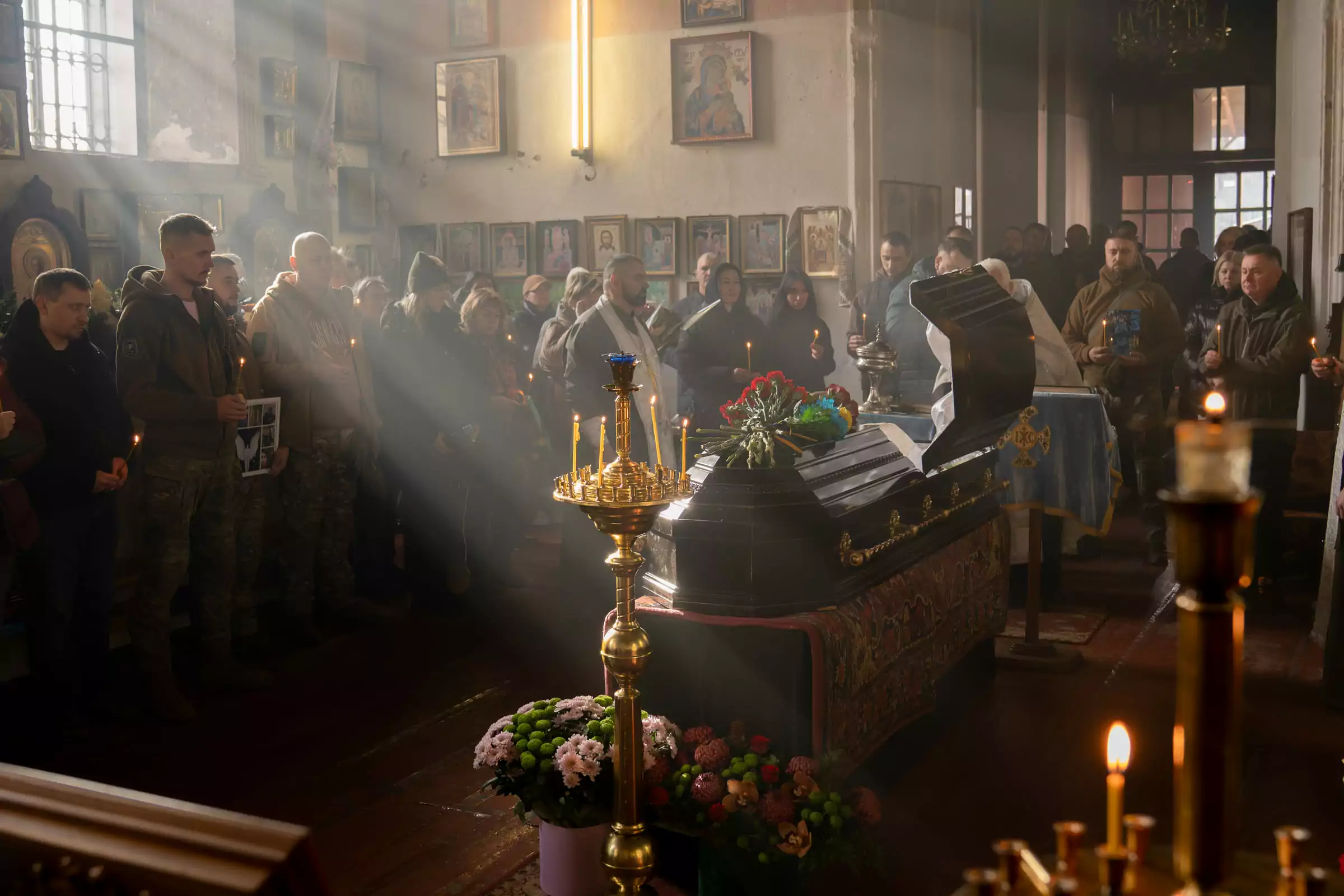 Funeral of Maryna Vorontsova, a soldier of the Peaky Blinders unit. She was killed in a Russian missile attack on the Pokrovsk axis. November 2025