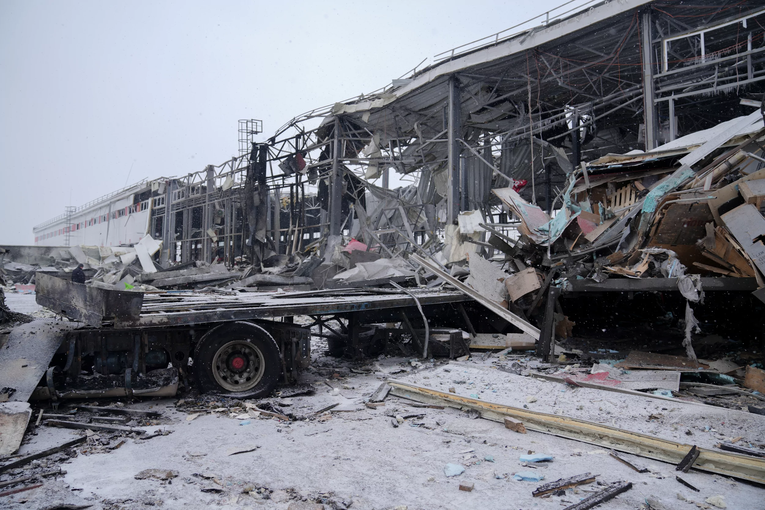 The photo of damaged post service terminal after Russian attack on Kharkiv oblast