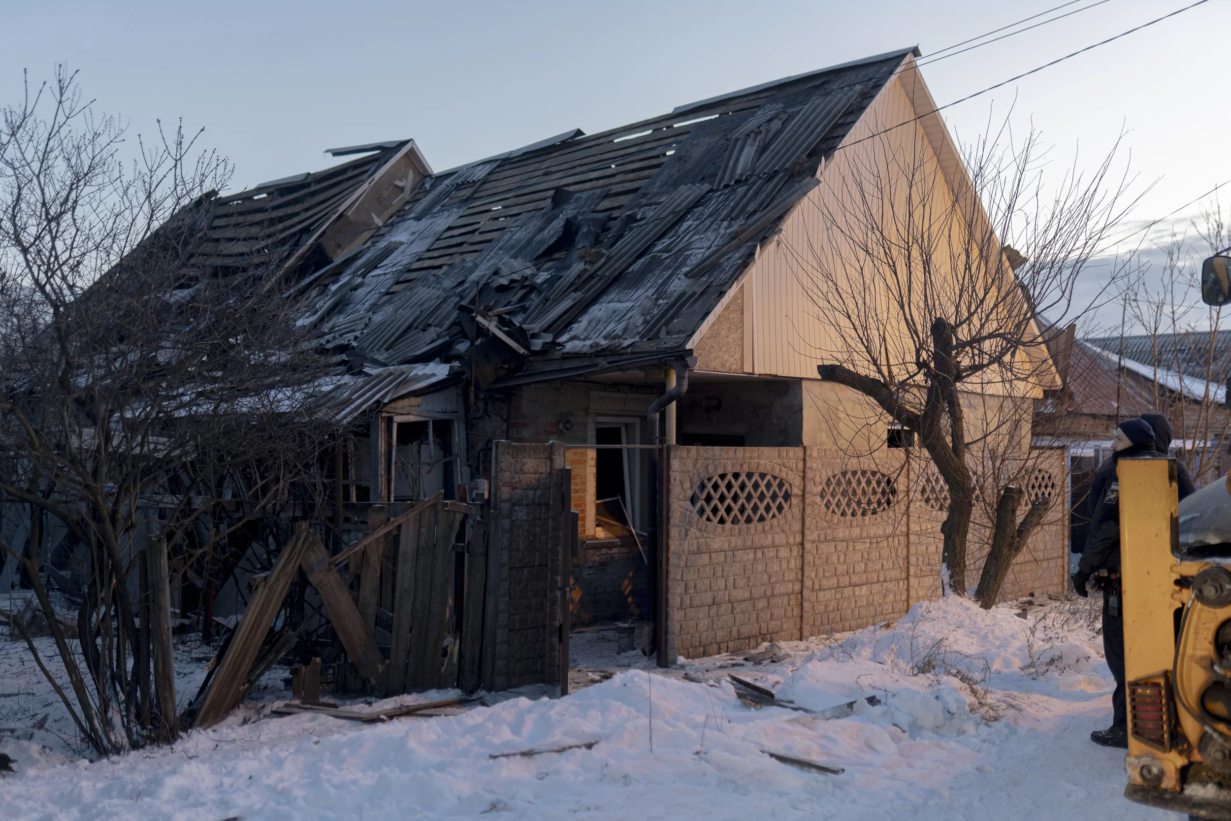 Damaged house after Russian attack on Kharkiv