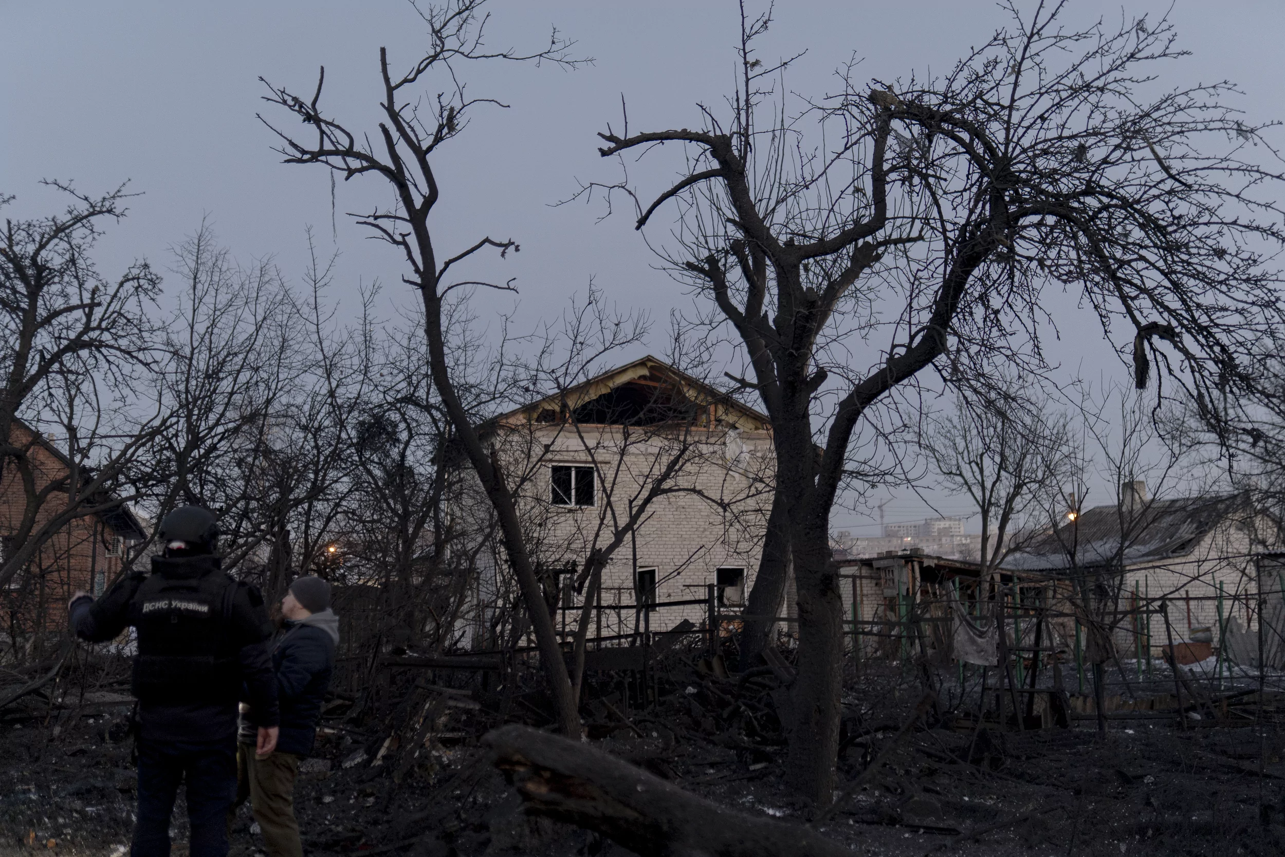 Damaged house after Russian attack on Kharkiv