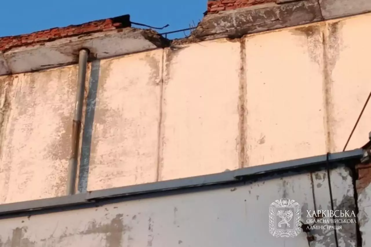 Damaged building of civilian business after Russian attack on Kharkiv oblast