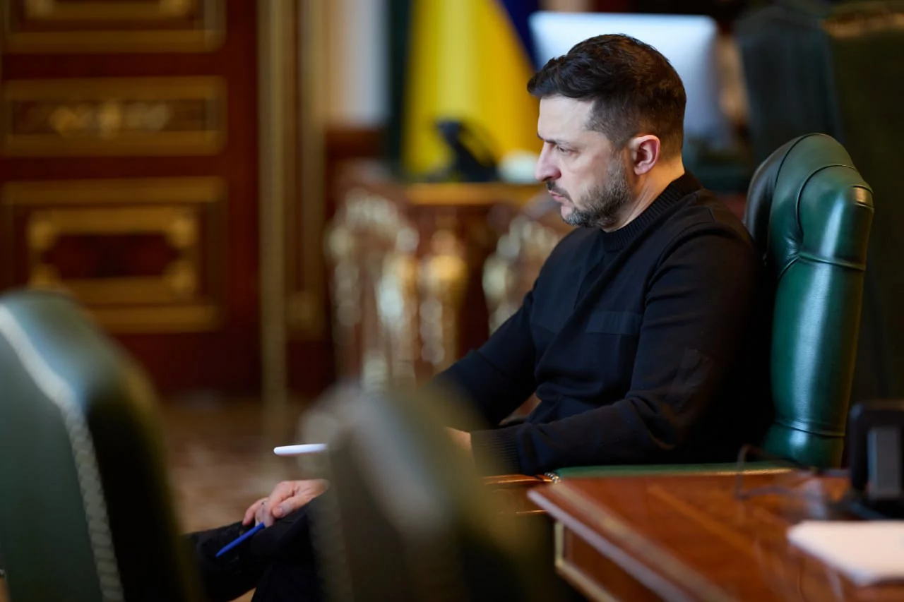 Volodymyr Zelenskyy during a special energy conference call after Russian attack on Ukraine
