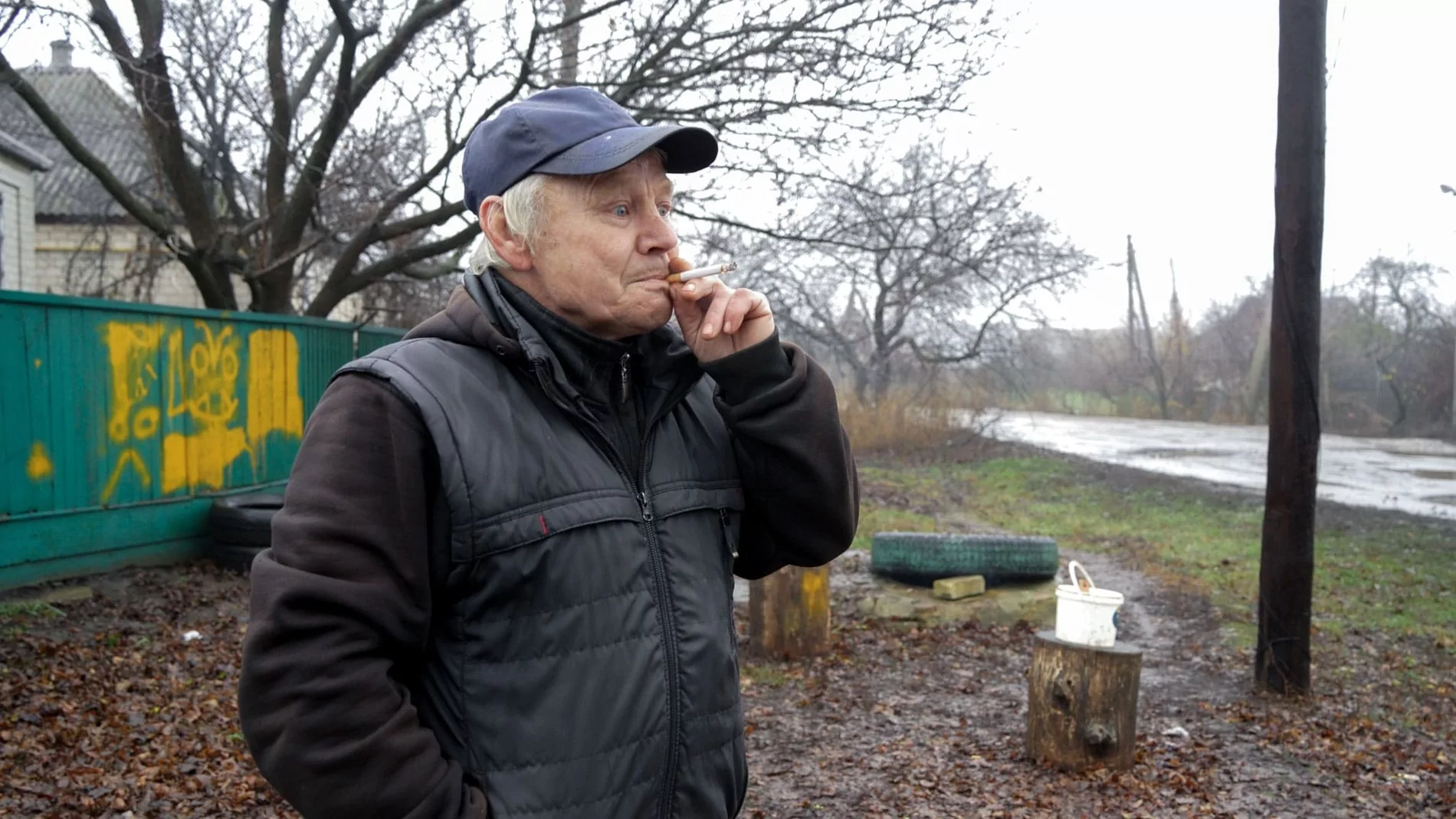 Valerii, a local from the village of Hrushivka, who doesn't want to evacuate