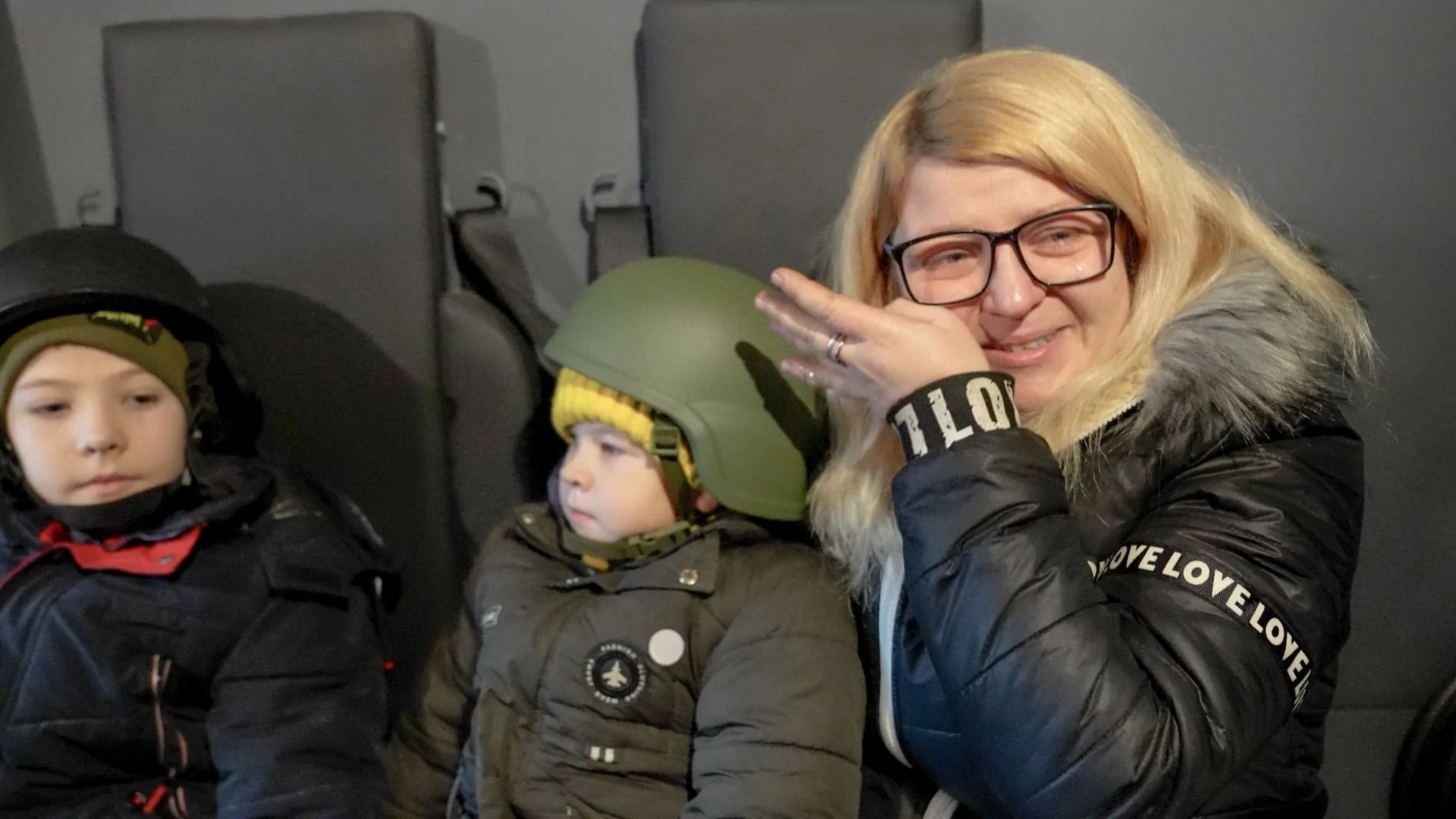 Natalia, mother of two children, evacuating for the second time